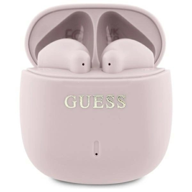 Guess Bluetooth ausinės GUTWSJ14ESGP TWS + docking station rožinis/rožinis Printed Classic Logo
