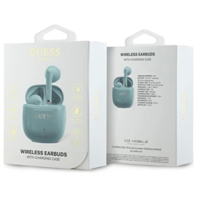 Guess GUTWSJ14ESGQ TWS Bluetooth ausinės + įkrovimo stotelė – turkio spalvos su klasikiniais logotipais 3