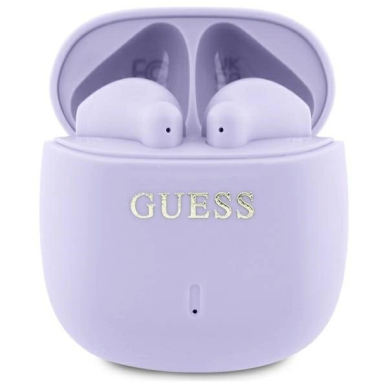 Guess GUTWSJ14ESGU TWS Bluetooth ausinės + įkrovimo stotelė – violetinės/violetinės su klasikiniais logotipais