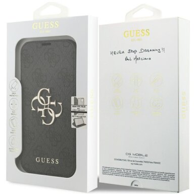 iPhone 17 Pro Guess Book 4G Metal Logo dėklas – juodas 6 iPhone 17 Pro Guess Book 4G Metal Logo dėklas – juodas 6