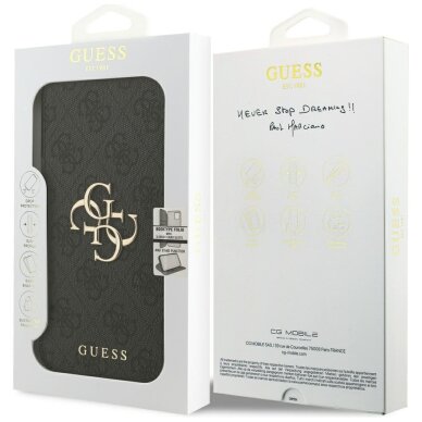 iPhone 17 Pro Max dėklas Guess Book 4G Metal Logo – juodas 6