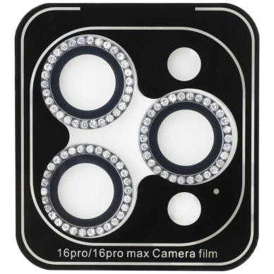 Guess BP Rhinestone 2in1 ekrano ir kameros apsaugos komplektas skirtas iPhone 16 Pro Max – sidabrinis 1