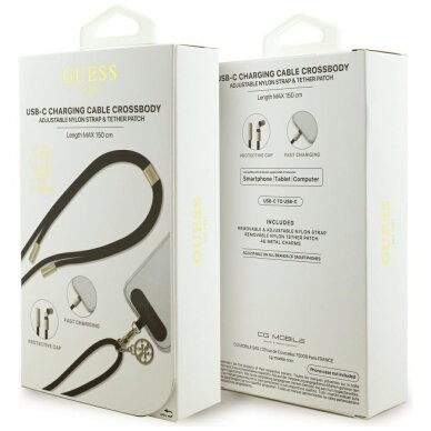 Krovimo kabelis Guess CBDY 4G Charm USB-C / USB-C 150 cm – juodas 3 Krovimo kabelis Guess CBDY 4G Charm USB-C / USB-C 150 cm – juodas 3