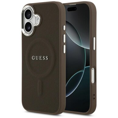 iPhone 17 Guess Classic Logo MagSafe dėklas – rudas iPhone 17 Guess Classic Logo MagSafe dėklas – rudas