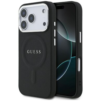 iPhone 17 Pro Guess Classic Logo MagSafe dėklas – juodas iPhone 17 Pro Guess Classic Logo MagSafe dėklas – juodas