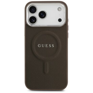 iPhone 17 Pro Guess Classic Logo MagSafe dėklas – rudas 2
