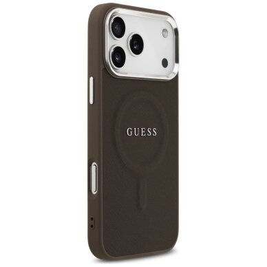 iPhone 17 Pro Guess Classic Logo MagSafe dėklas – rudas 3