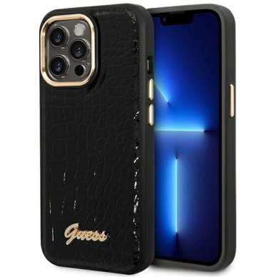 Guess Croco Collection iPhone 14 Pro 6.1&quot; Dėklas - Juodas
