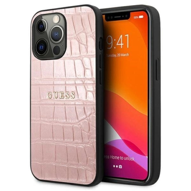 Guess Croco Strap Collection iPhone 13 Pro / 13 6.1&quot; Dėklas - Rožinis