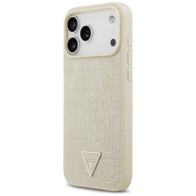 iPhone 17 Pro Max Guess Croco Triangle Logo MagSafe dėklas – auksinis 1