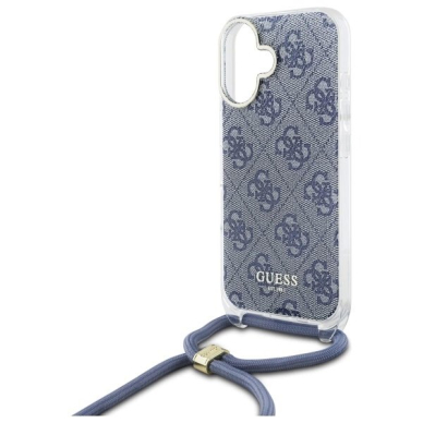 Dėklas Guess Crossbody Cord 4G Print with Lanyard for iPhone 16 - Mėlynas 4 Dėklas Guess Crossbody Cord 4G Print with Lanyard for iPhone 16 - Mėlynas 4