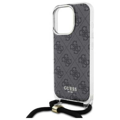 Dėklas Guess Crossbody Cord 4G Print with Lanyard for iPhone 16 Pro - Juodas 4 Dėklas Guess Crossbody Cord 4G Print with Lanyard for iPhone 16 Pro - Juodas 4