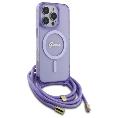 Dėklas Guess Crossbody Cord Script MagSafe iPhone 16 Pro - Violetinis 2 Dėklas Guess Crossbody Cord Script MagSafe iPhone 16 Pro - Violetinis 2