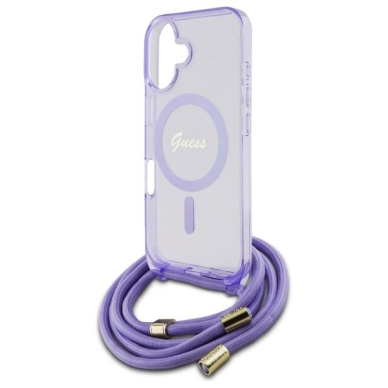 Dėklas Guess Crossbody Cord Script MagSafe iPhone 16 - Violetinis 4 Dėklas Guess Crossbody Cord Script MagSafe iPhone 16 - Violetinis 4