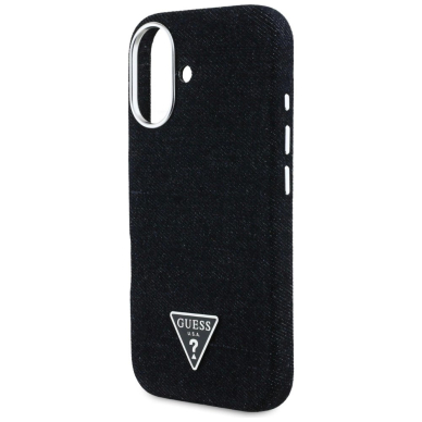 iPhone 16 – Guess Denim Triangle Logo MagSafe dėklas - Juodas 5