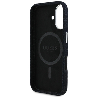 iPhone 16 – Guess Denim Triangle Logo MagSafe dėklas - Juodas 6