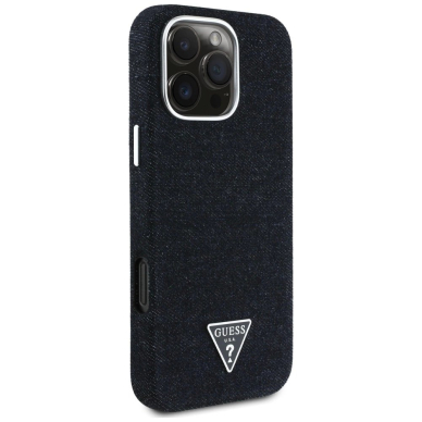 iPhone 16 Pro – Guess Denim Triangle Logo MagSafe dėklas - Juodas 3