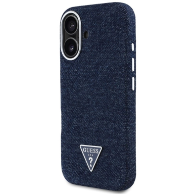iPhone 16 – Guess Denim Triangle Logo MagSafe dėklas - Mėlynas 1