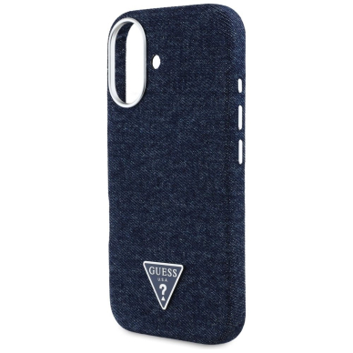 iPhone 16 – Guess Denim Triangle Logo MagSafe dėklas - Mėlynas 5