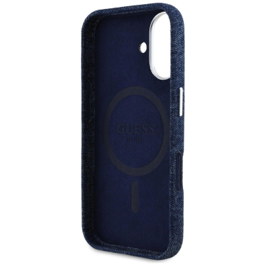 iPhone 16 – Guess Denim Triangle Logo MagSafe dėklas - Mėlynas 6