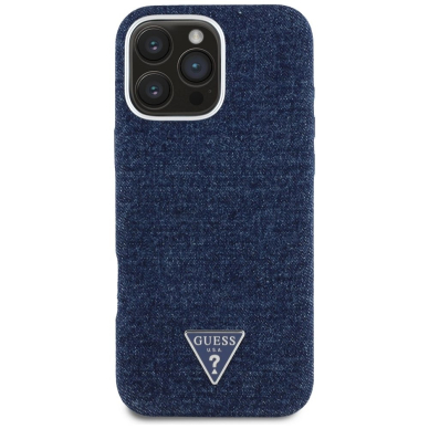 iPhone 16 Pro – Guess Denim Triangle Logo MagSafe dėklas - Mėlynas 2