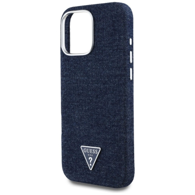iPhone 16 Pro – Guess Denim Triangle Logo MagSafe dėklas - Mėlynas 5