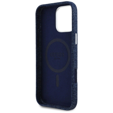 iPhone 16 Pro – Guess Denim Triangle Logo MagSafe dėklas - Mėlynas 6