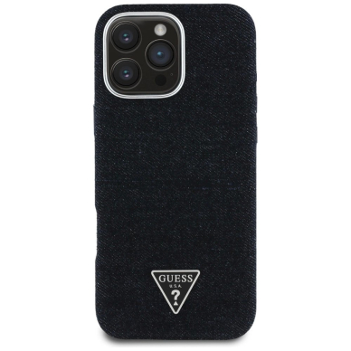 iPhone 16 Pro Max – Guess Denim Triangle Logo MagSafe dėklas - Juodas 2 iPhone 16 Pro Max – Guess Denim Triangle Logo MagSafe dėklas - Juodas 2