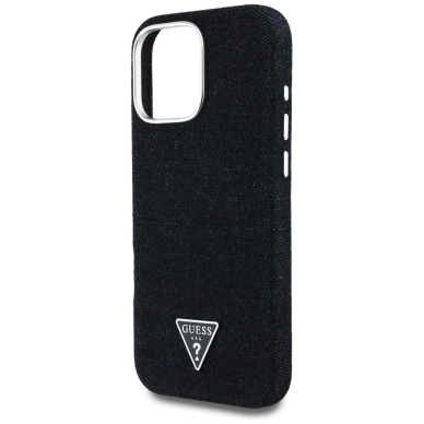iPhone 16 Pro Max – Guess Denim Triangle Logo MagSafe dėklas - Juodas 5