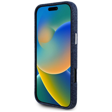 iPhone 16 Pro Max – Guess Denim Triangle Logo MagSafe dėklas - Mėlynas 4
