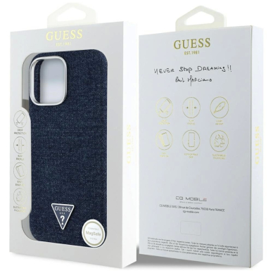 iPhone 16 Pro Max – Guess Denim Triangle Logo MagSafe dėklas - Mėlynas 7 iPhone 16 Pro Max – Guess Denim Triangle Logo MagSafe dėklas - Mėlynas 7