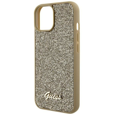 Dėklas Guess Disco Metal Script   iPhone 15 - Auksinis 5