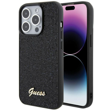 Dėklas Guess Disco Metal Script iPhone 15 Pro - Juodas Dėklas Guess Disco Metal Script iPhone 15 Pro - Juodas