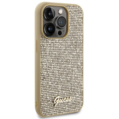 Dėklas Guess Disco Metal Script iPhone 15 Pro - Auksinis 3 Dėklas Guess Disco Metal Script iPhone 15 Pro - Auksinis 3