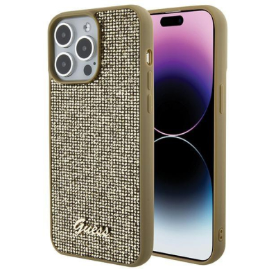 Dėklas Guess Disco Metal Script   iPhone 15 Pro Max - Auksinis