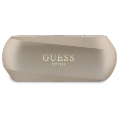 Belaidės ausinės Guess Elongated Metallic Printed Logo TWS + įkrovimo stotelė – auksinės 1 Belaidės ausinės Guess Elongated Metallic Printed Logo TWS + įkrovimo stotelė – auksinės 1