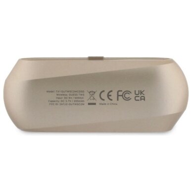 Belaidės ausinės Guess Elongated Metallic Printed Logo TWS + įkrovimo stotelė – auksinės 4 Belaidės ausinės Guess Elongated Metallic Printed Logo TWS + įkrovimo stotelė – auksinės 4