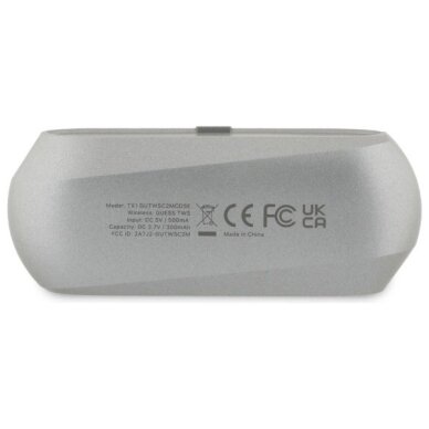 Belaidės ausinės Guess Elongated Metallic Printed Logo TWS + įkrovimo stotelė – pilkos 4