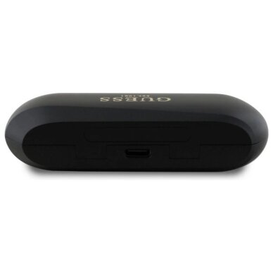 Belaidės ausinės Guess Elongated Metallic Printed Logo TWS + įkrovimo stotelė – juodos 3