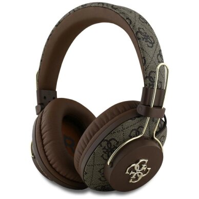 Belaidės ausinės Guess ENC Metal 4G Over-Ear – rudos