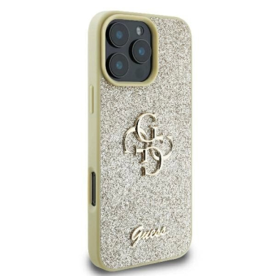 iPhone 16 Pro – Guess Fixed Glitter Big 4G dėklas - Auksinis 3