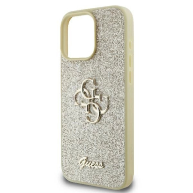 iPhone 16 Pro – Guess Fixed Glitter Big 4G dėklas - Auksinis 5