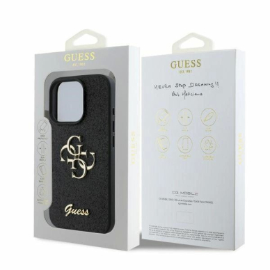 Guess Fixed Glitter Big 4G Dėklas iPhone 16 Pro Max - juodas 3 Guess Fixed Glitter Big 4G Dėklas iPhone 16 Pro Max - juodas 3