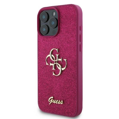 iPhone 16 Pro Max – Guess Fixed Glitter Big 4G dėklas - Violetinis 1