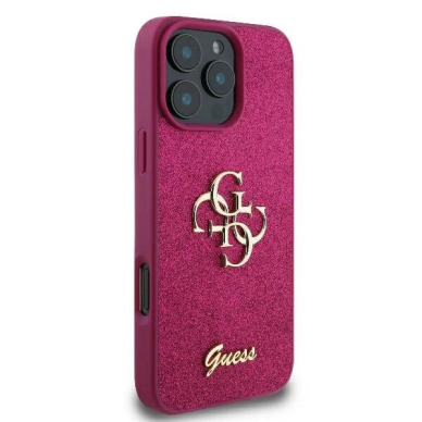 iPhone 16 Pro Max – Guess Fixed Glitter Big 4G dėklas - Violetinis 3