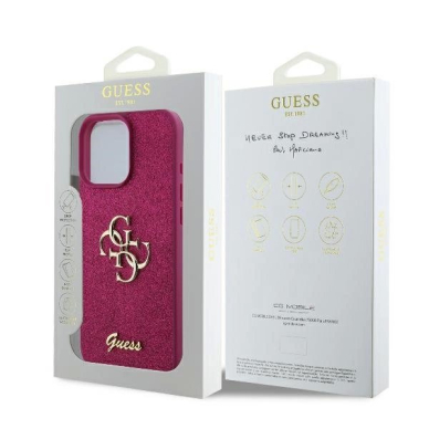 iPhone 16 Pro Max – Guess Fixed Glitter Big 4G dėklas - Violetinis 7