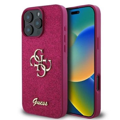 iPhone 16 Pro Max – Guess Fixed Glitter Big 4G dėklas - Violetinis