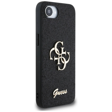Guess Fixed Glitter Big 4G Dėklas skirtas iPhone 16e - Juodas 3
