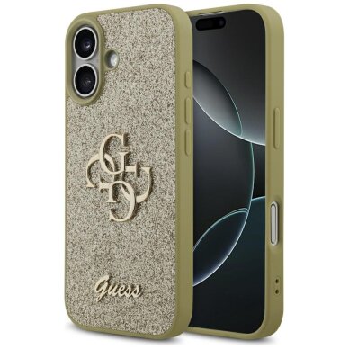 iPhone 17 dėklas Guess Fixed Glitter Big 4G – auksinis iPhone 17 dėklas Guess Fixed Glitter Big 4G – auksinis