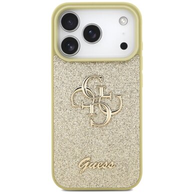 iPhone 17 Pro dėklas Guess Fixed Glitter Big 4G – auksinis 2